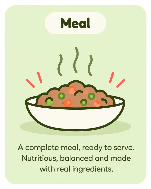 Meal: a complete wet meal or a mix-in.